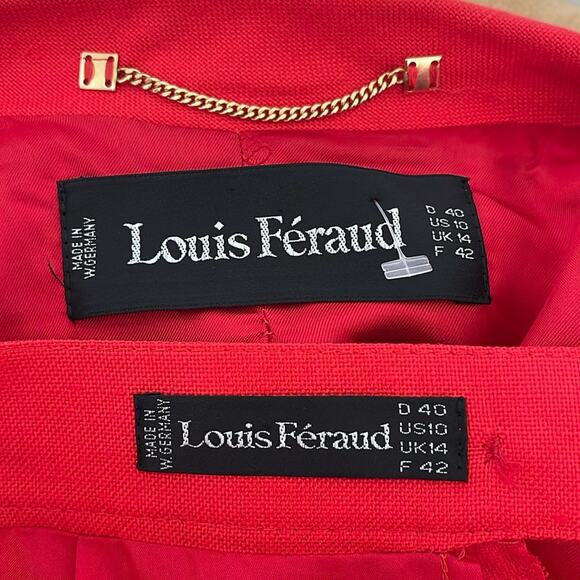 Louis Feraud Vintage Red Knee-Length Pencil Skirt Suit Set Size 10 - Picture 5 of 16